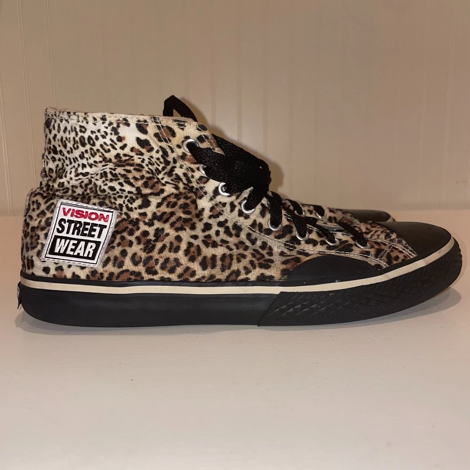 Zapatos de skate VISION STREET WEAR 9.5 vintage de lona leopardo de caña alta Foto 4 de 4