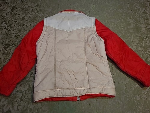 Vintage Rare Fun Retro Red Cream Kids Roebuck Size Reg 14 Winter Coat - Picture 8 of 11