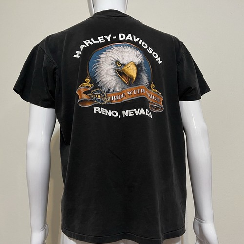 Rare VTG Harley Davidson 3D Emblem 1987 Eagle USA Men’s Large / XL 2-Sided Reno - Picture 6 of 18