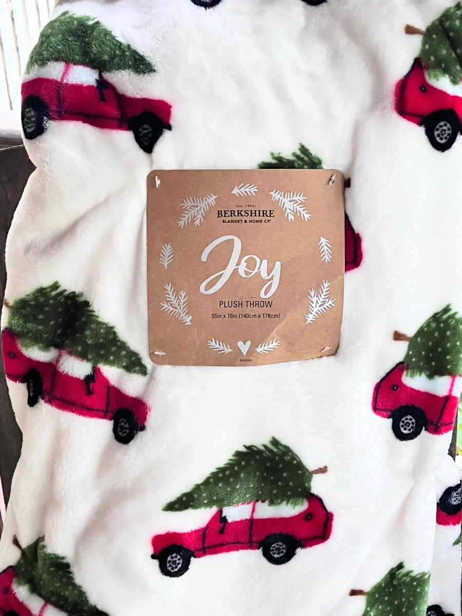 Berkshire Christmas Red Truck Tree Velvet Plush Throw Blanket 55