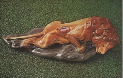 Vintage Ezra Brooks Whiskey Bottle Postcard, Man-Eating Lion, Simba, unused