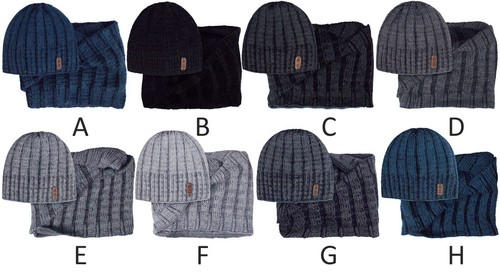 Juego de gorro de invierno + bufanda de bufanda de hombre gorro de punto gorro invierno doble posición AJS - Imagen 3 de 5