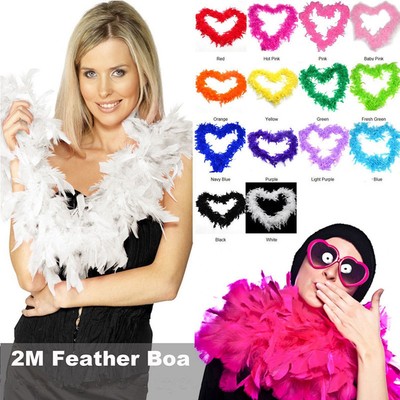 New 2M Fluffy Feather Boa Scarf Cabaret Costume Dressup Wedding Party Home Decor