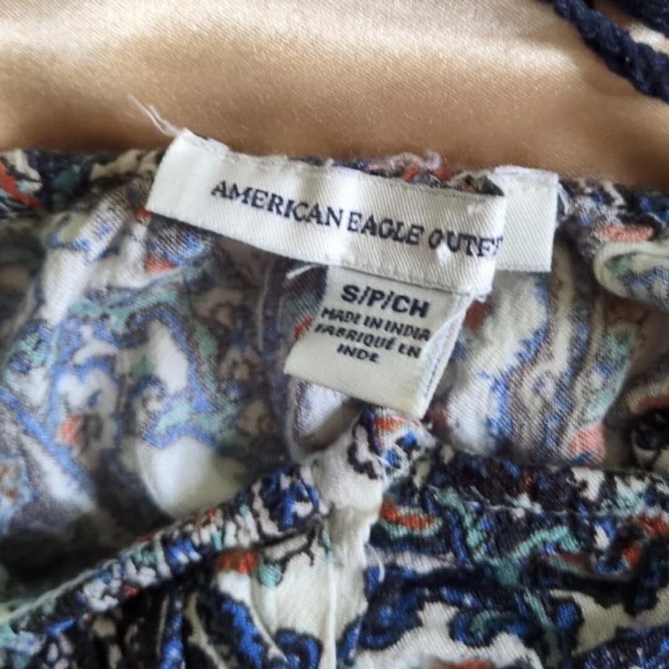 American Eagle Dress Small Off The Shoulder Adj Straps Cottagecore Paisley Coque - Image 4 of 4