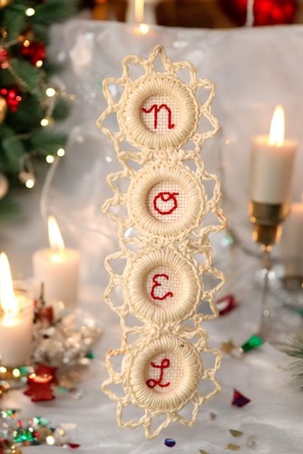 Vintage Konvolut Handarbeit Weihnachtsschmuck Faden Häkeln & Sticken - Bild 4 von 7