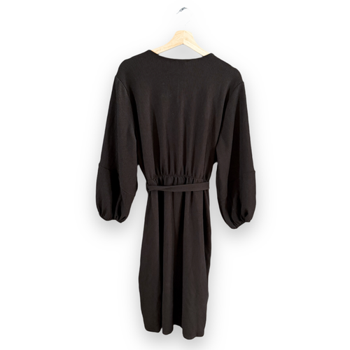 BNWT New Ladies Black V Neck Belted Long Sleeved Stretch Dress Size 20 - Picture 3 of 4