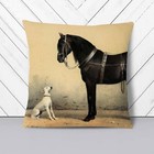 Horse & Hound Animal Vintage Emil Volkers 1 x Soft Cushion and Cover Sofa Pillow