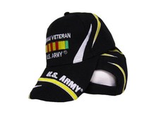 U.S. Army Vietnam Vet Veteran Ribbon Black Embroidered Ball Cap Hat USA