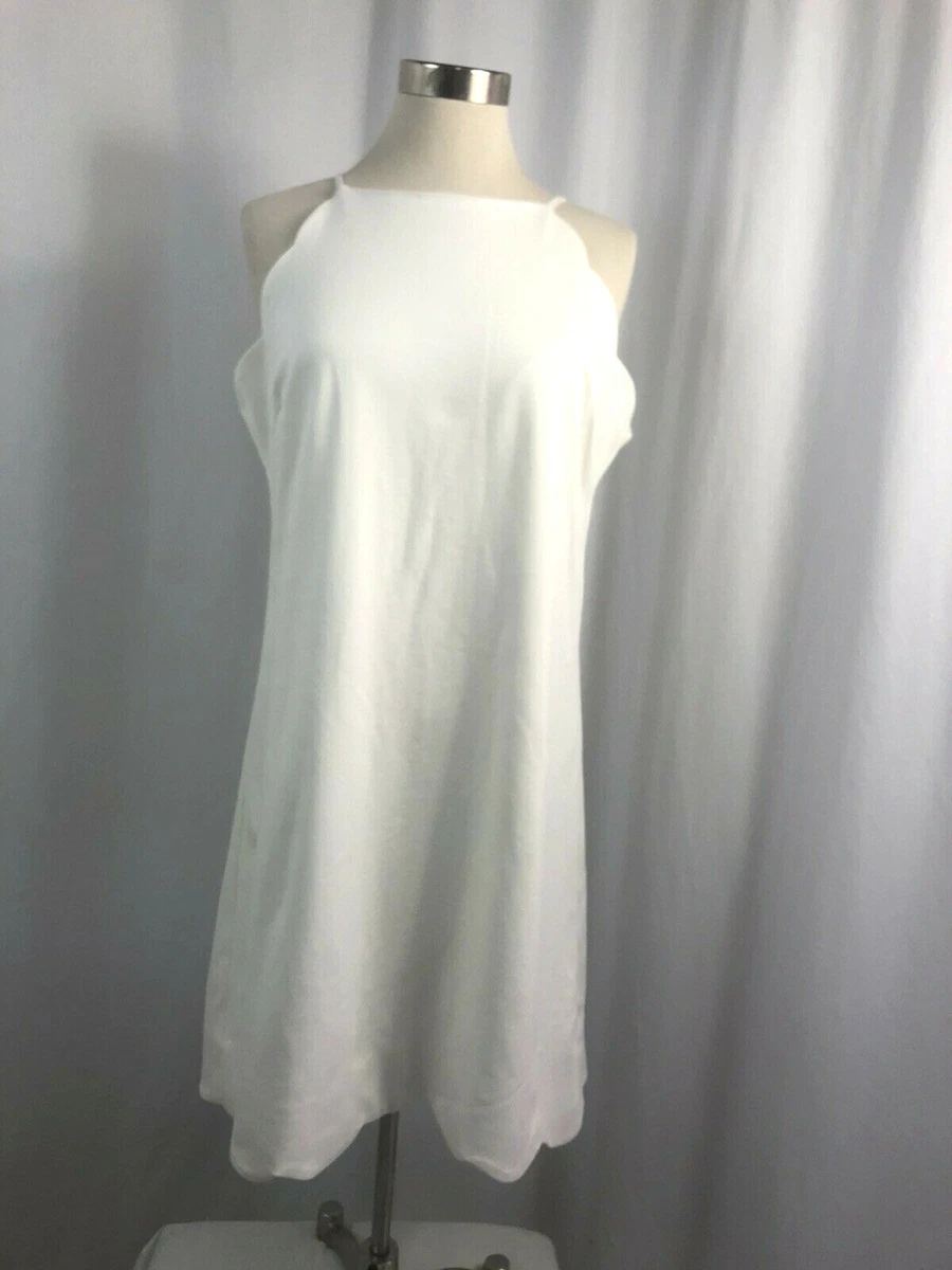 LOVE ADY Off-White Spaghetti Strap Dress with Scalloped Hem - Women's Size  L | eBay