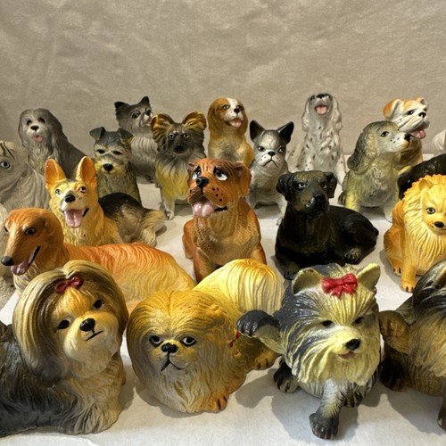 VTG 1988 NEW-RAY Dog Novelty Collectible Rubber Toy Figurine Lot Of 36 - Picture 5 of 24