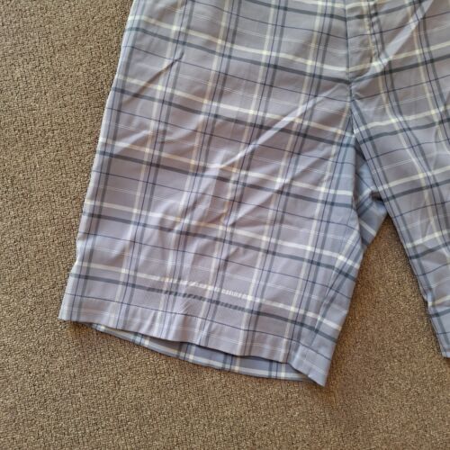 Men's 38 Nike Dri-Fit Golf Shorts Flat Front Grey Plaid Check Pant Stretch Dry - Picture 3 of 21
