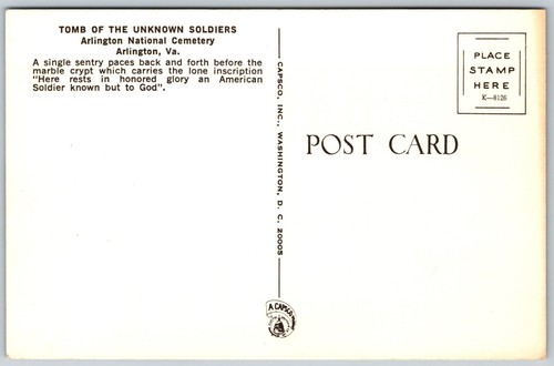 Postcard Virginia Arlington National Cemetery VA Tomb of the Unknown Soldier - Picture 2 of 2