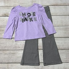 Girls Choose To Sparkle Outfit Size 4. NWT Long Sleeve Shirt And Flare Pants