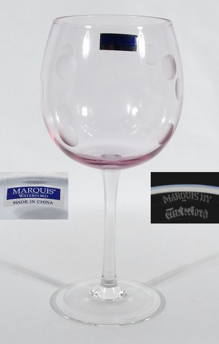 Waterford Marquis 4 Polka Dot Goblets Blue, Purple, Green, Pink With Box 8 1/2" - Picture 8 of 11