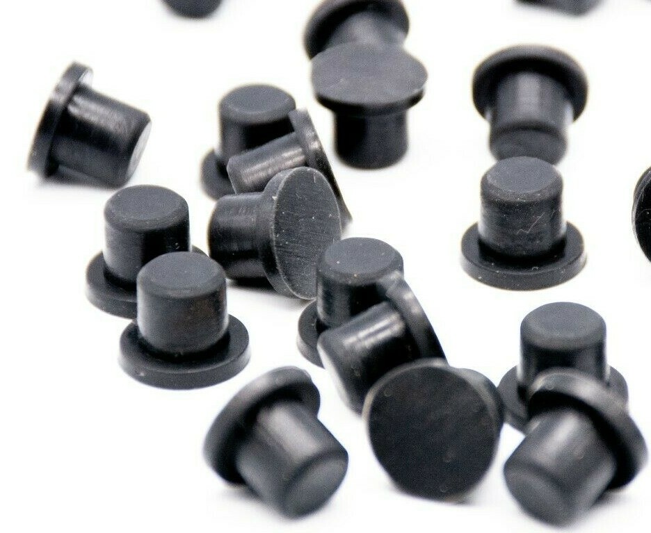 5/16” Rubber Push In Hole Plugs Black Silicone 1/2" Top OD 10 per