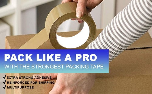 10 Rolls Brown Parcel Tape Strong Packing Carton Sealing Tape 48mm x 66m - Picture 15 of 21