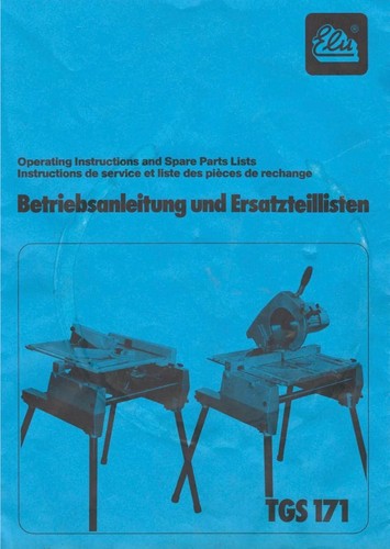 ELU TGS 171 /172 Betriebsanleitung u. Ersatzteilliste (PDF-Scan vom Original)