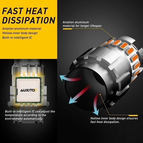 2PCS AUXITO LED Turn Signal Daytime Running Light Bulbs 3157 Amber 3000K 2F23 - Picture 6 of 11