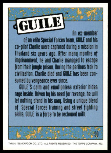 1993 Topps Street Fighter II #50 Guile Trading Card Capcom - Picture 2 of 2