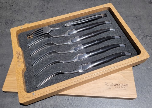 Laguiole en Aubrac Steakgabeln Gabeln Set 6 Stück Griffe aus Ebenholz NEU - Bild 5 von 7