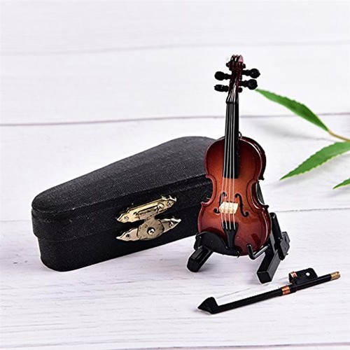 Miniature Violin Case Bow Musical Instrument Gift Collection Tiny Small Wooden - Picture 2 of 6