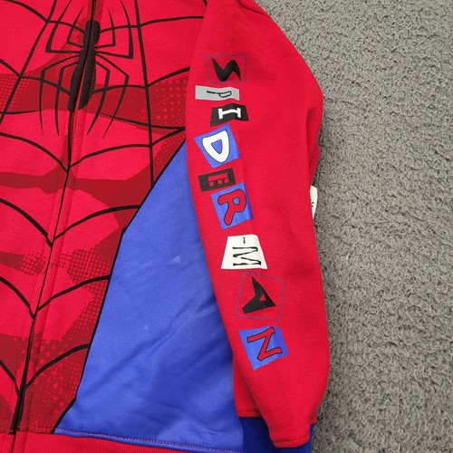 NWT Marvel Spider-Man Jacket Boys Size 8M Red Blue Zip Hoodie Pockets Fleece  - Picture 3 of 9