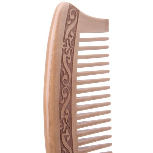 Wooden Wide Tooth Comb Natural Peach Massage Beauty Hair Care - Picture 7 of 8