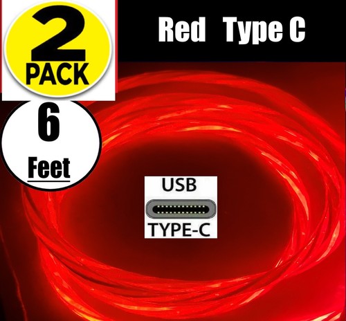 2 PACK LED 6FT Fast Charge Type C USB Cable Cord for Galaxy S21 S22 S23 S24 S25 - Picture 19 of 23