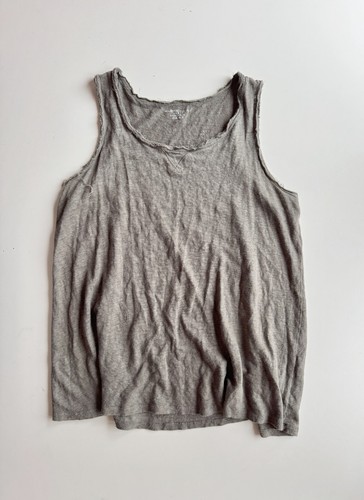 Camiseta sin mangas MAJESTIC FILATURES gris oliva lino seda relajada cuello redondo, talla 1/XS - Imagen 5 de 11
