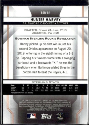 2020 Bowman Sterling #BSR-64 Hunter Harvey - Picture 2 of 2