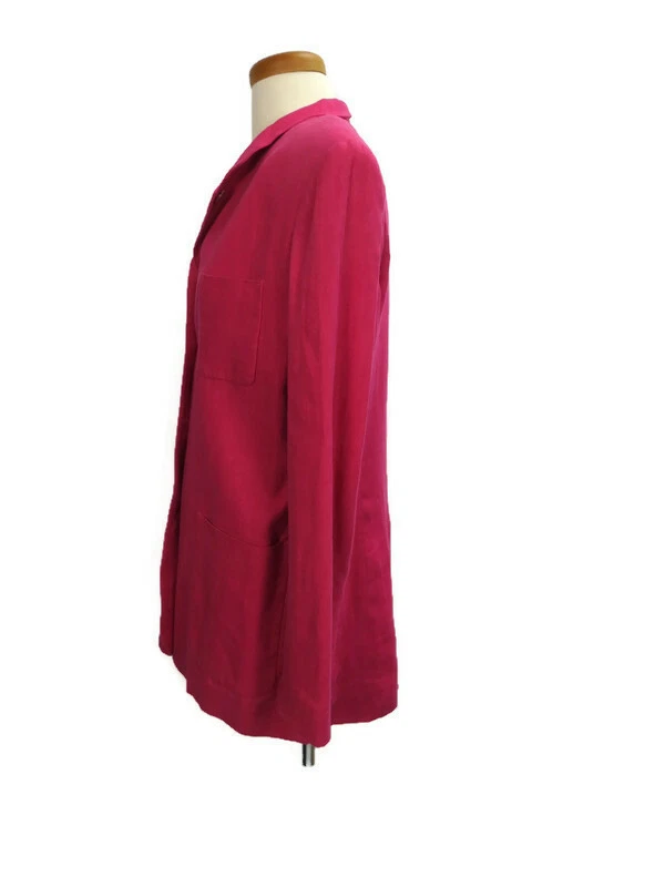 Blazer Oilily Rosa Caliente Talla 38 Forro Floral Brillante 2 Bolsillos Delanteros Botones Foto 3 de 4