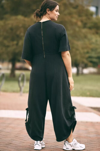 Anthropologie Daily Practice Women's Short Sleeve V Neck Black Jumpsuit Size 1x - Picture 8 of 24