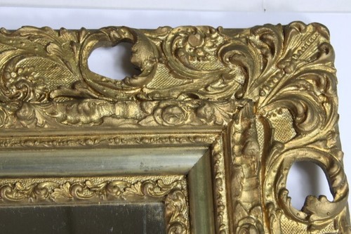 ANTIQUE GOLD GILT GESSO BAROQUE BARBOLA ORNATE WOOD WALL MIRROR 29 1/2 X 25 1/2” - Picture 17 of 24