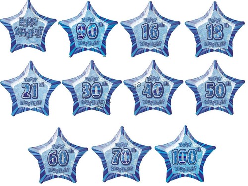 AU Glitz Birthday Star Foil Balloon Pink Blue Black Party Supplies Decoration - Picture 4 of 4