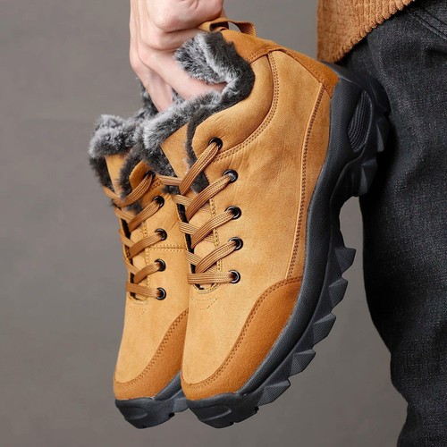 Herren Fell Gefüttert Winter Schnee Stiefel Outdoor Wasserdicht Arbeitsschuhe Wandern Walking - Bild 2 von 27