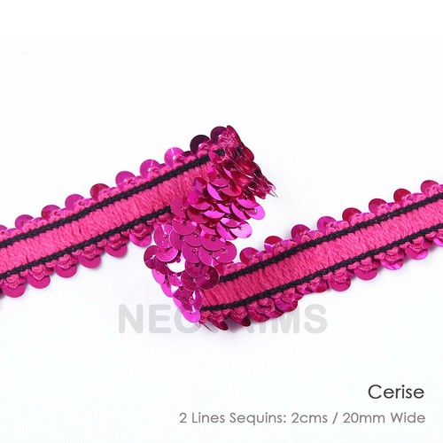 Elasticated Stretch Sequin Trimming 2cm,3cm,5cm Wide 20 Colors Dressmaking Craft - Picture 21 of 88