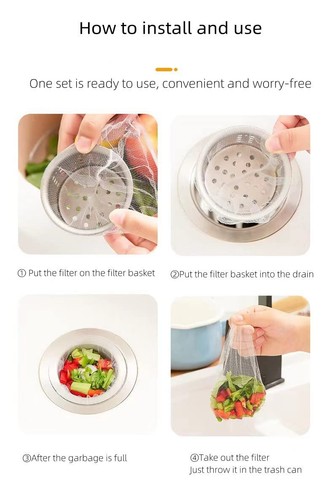 Kitchen Sink Strainer Mesh Bag- 200PCS Disposable mesh Sink Strainer Bags - S... - Picture 2 of 7