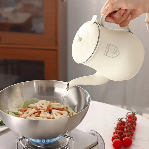 Stainless Steel 316 Oil Pot Teapot 24oz With Infuser Lid White Vintage Style NEW - Picture 9 of 10