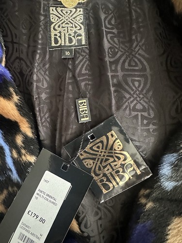 BNWT BIBA POETIC ORIENTAL MULTICOLOURED LEOPARD ABSTRACT FAUX FUR COAT £179 UK16 - Picture 9 of 14