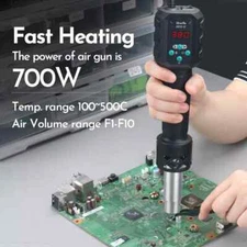 Digital Soldering Heat Gun Station 100–500°C + Display + Spare Heating Core