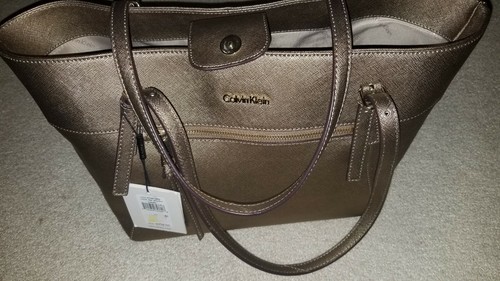 🌻 NEW CALVIN KLEIN CK HANDBAG 🌻 Key Item Leather Tote Shopper Bronze H3JA12BQ - Bild 3 von 6