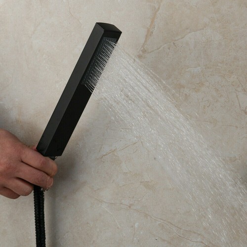 Juego de grifos de ducha mezclador de 3 vías con cabezal de ducha rectangular negro de pantalla digital - Imagen 7 de 8