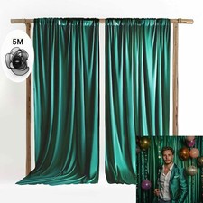 Wedding Curtains Emerald Green 10x10ft Satin Fabric 2 Panels Rod Pocket
