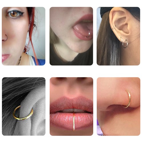 Stainless Steel Fake Stud Punk Clip On Body Piercing Nose Lip Rings Hoop Jewelry - Picture 6 of 18