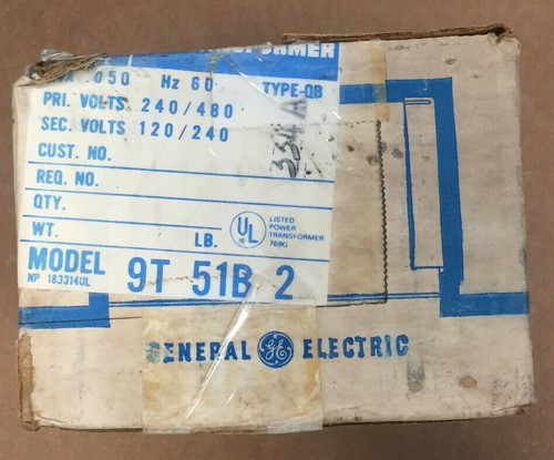 GE 9T51B2 TRANSFORMER PRI.240/480VAC SEC.120/240 50W TYPE QB 1HP - Picture 2 of 5