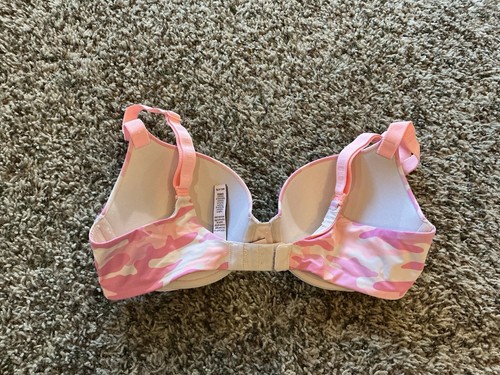 Victoria Secret Bra 34C T Shirt Push Up Full Coverage Pink Camo EUC - Picture 2 of 12