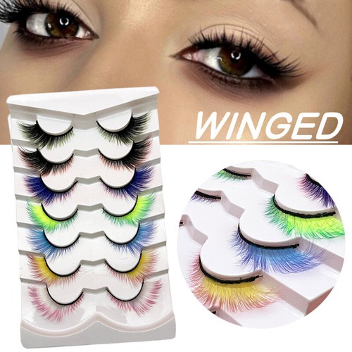 3D Wimper Falsche Wimpern Verlängerung Bunt Ende Augen Länglich Gradient >