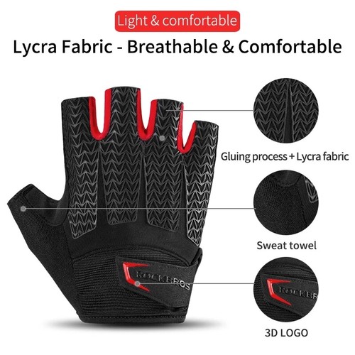 ROCKBROS MTB Bicycle Gloves Cycling Fingerless Gloves Non-slip Silicone Palm - Picture 3 of 9