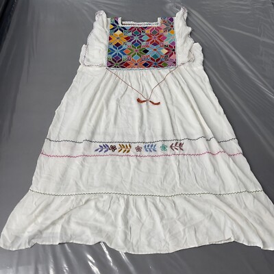 Mexican Folklorico Oaxaca Dress Cross Stitch Puebla Tunic Embroidery Handmade.