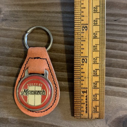 Mercury Monarch Car Key Chain Ring Fob Leather Orange Silver Vtg 1970s House RV - Picture 4 of 5